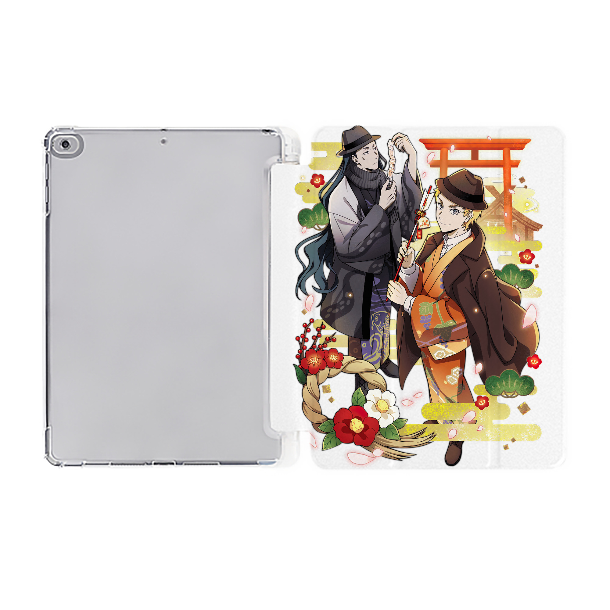 （画像用） 文豪ストレイドッグス Bungo Stray Dogs IPad ケース ペン収納付き 三つ折りスタンド PUレザー×シリコン 対応機種9.5/10.5/10.9インチ
